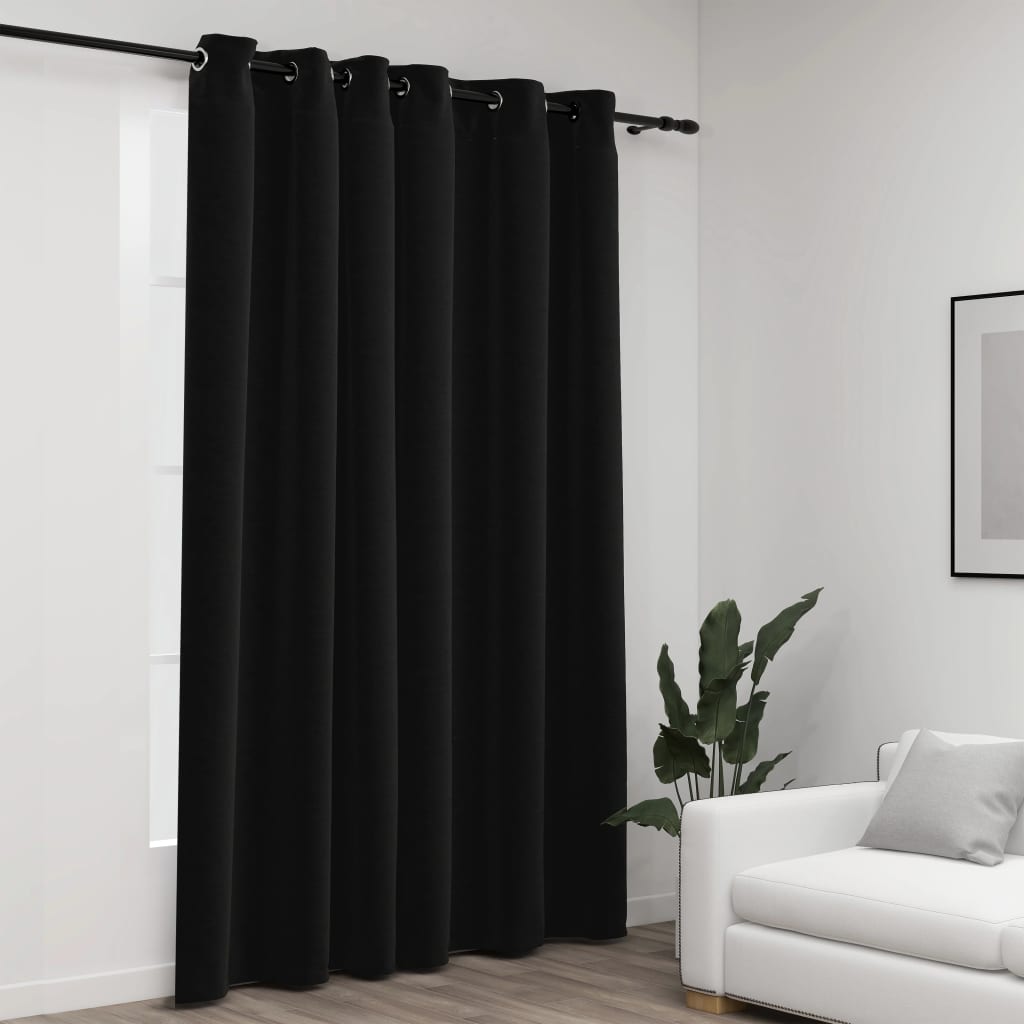 Linen-Look Blackout Curtains with Gromments Anthracite 290x245cm - Merlin Deals