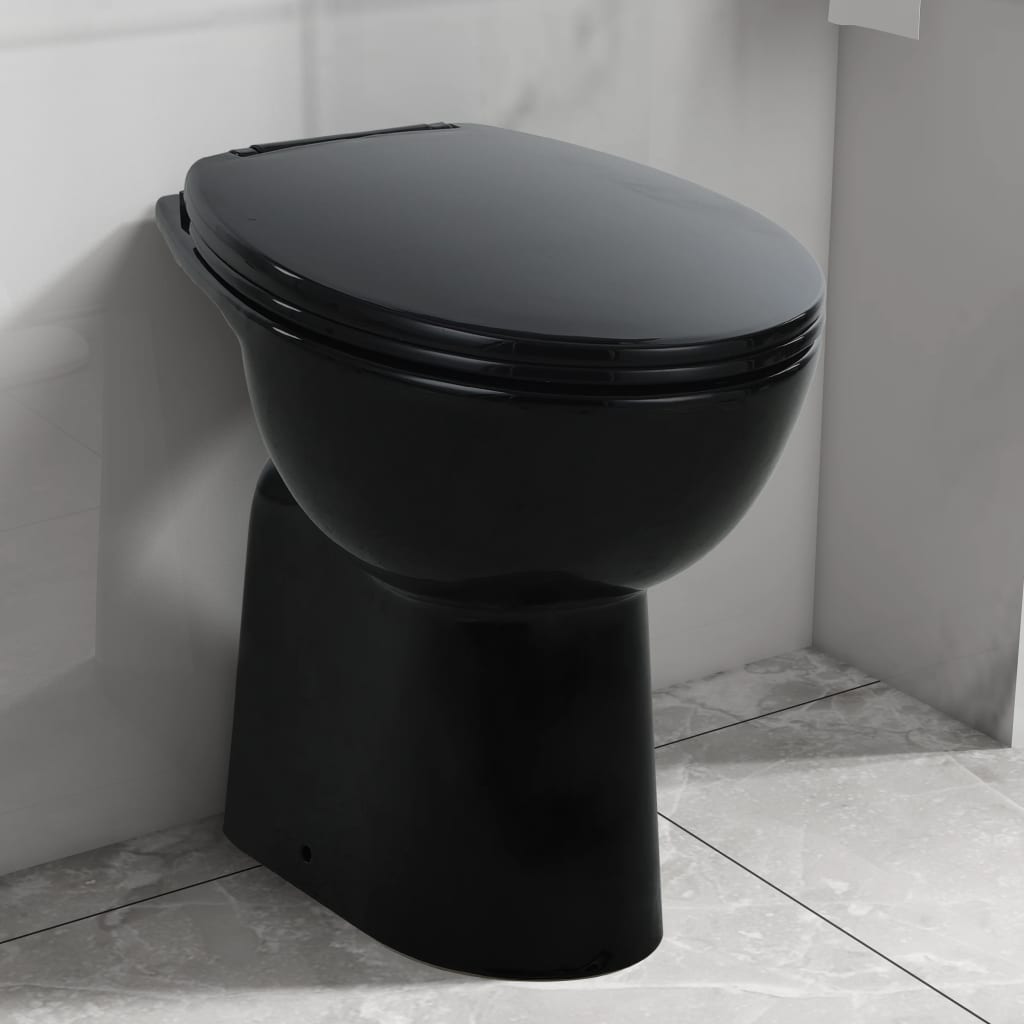 High Rimless Toilet Soft Close 7 cm Higher Ceramic Black - Brittle & Co