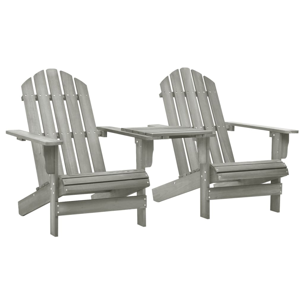 Garden Adirondack Chair Solid Fir Wood Grey - Decor Base