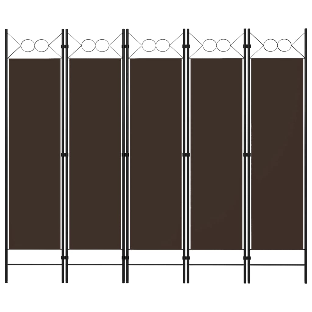 5-Panel Room Divider Brown 200x180 cm - Design Hut