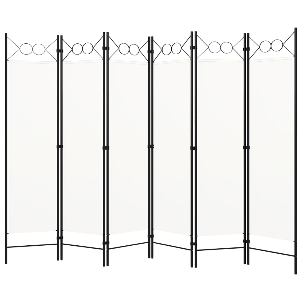 6-Panel Room Divider White 240x180 cm - Unbeatable Bargains