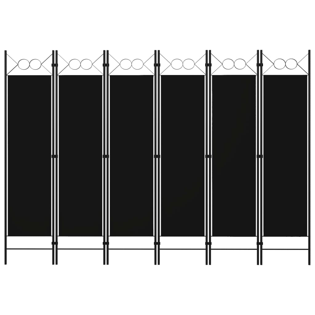 6-Panel Room Divider Black 240x180 cm - R and M Furniture
