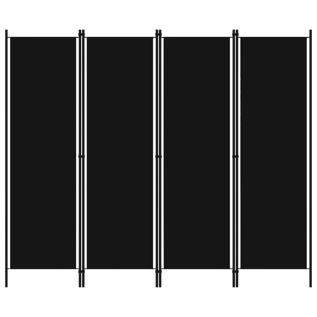 4-Panel Room Divider Black 200x180 cm - Discount Dealers