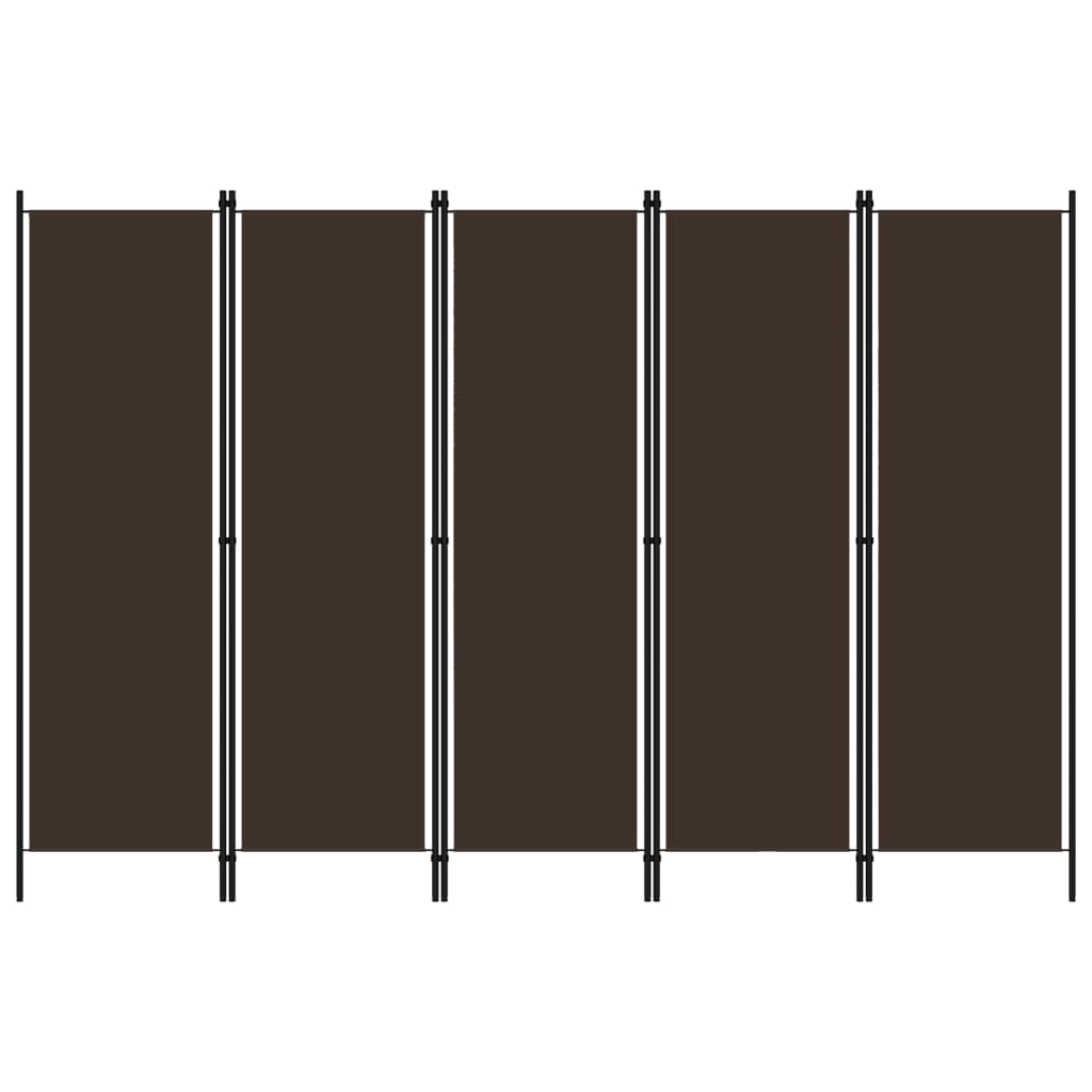 5-Panel Room Divider Brown 250x180 cm - Merkel Designers