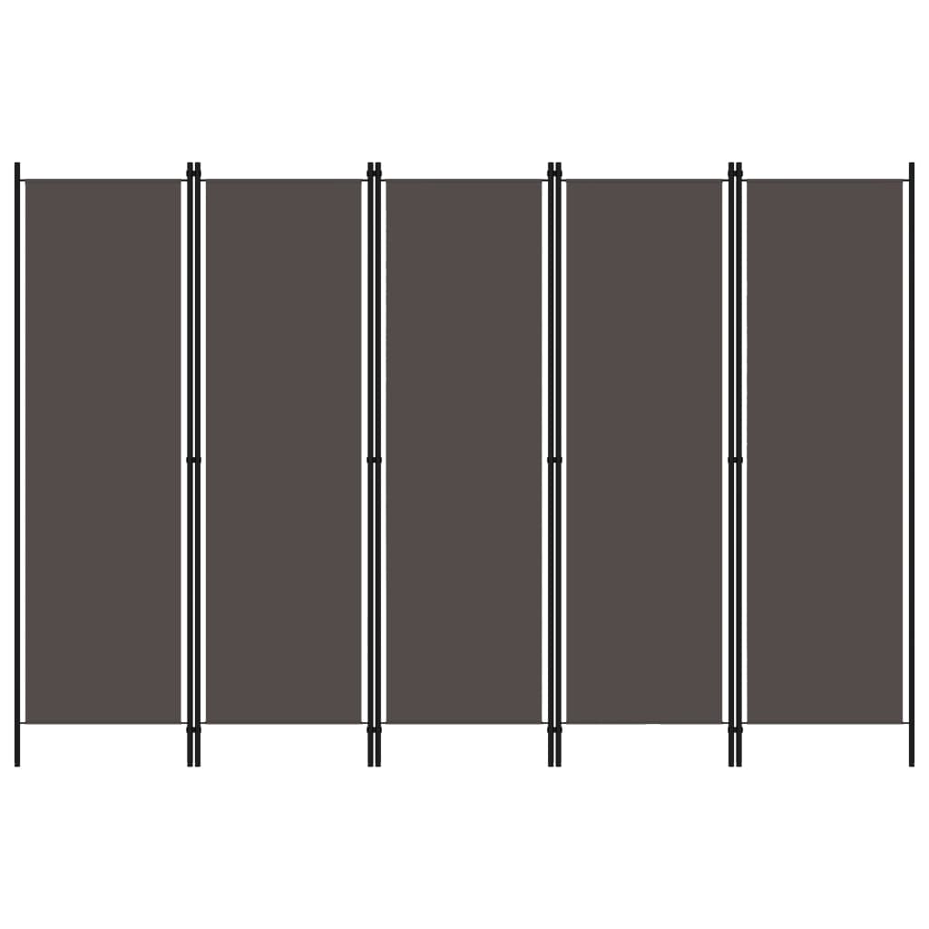 5-Panel Room Divider Anthracite 250x180 cm - Tyrell & Tyrell