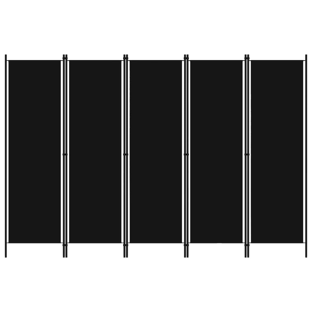5-Panel Room Divider Black 250x180 cm - Sid & Sam