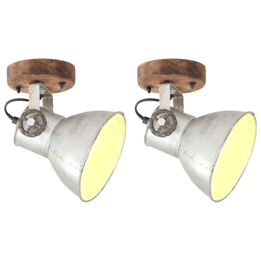 Industrial Wall/Ceiling Lamps 2 pcs Silver 20x25 cm E27 - Unbeatable Bargains