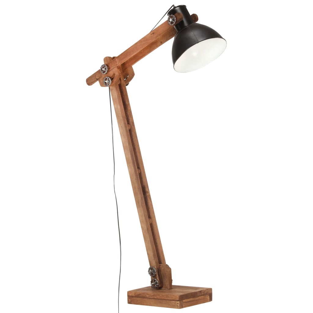 Floor Lamp Black Solid Mango Wood E27 - Design Hut