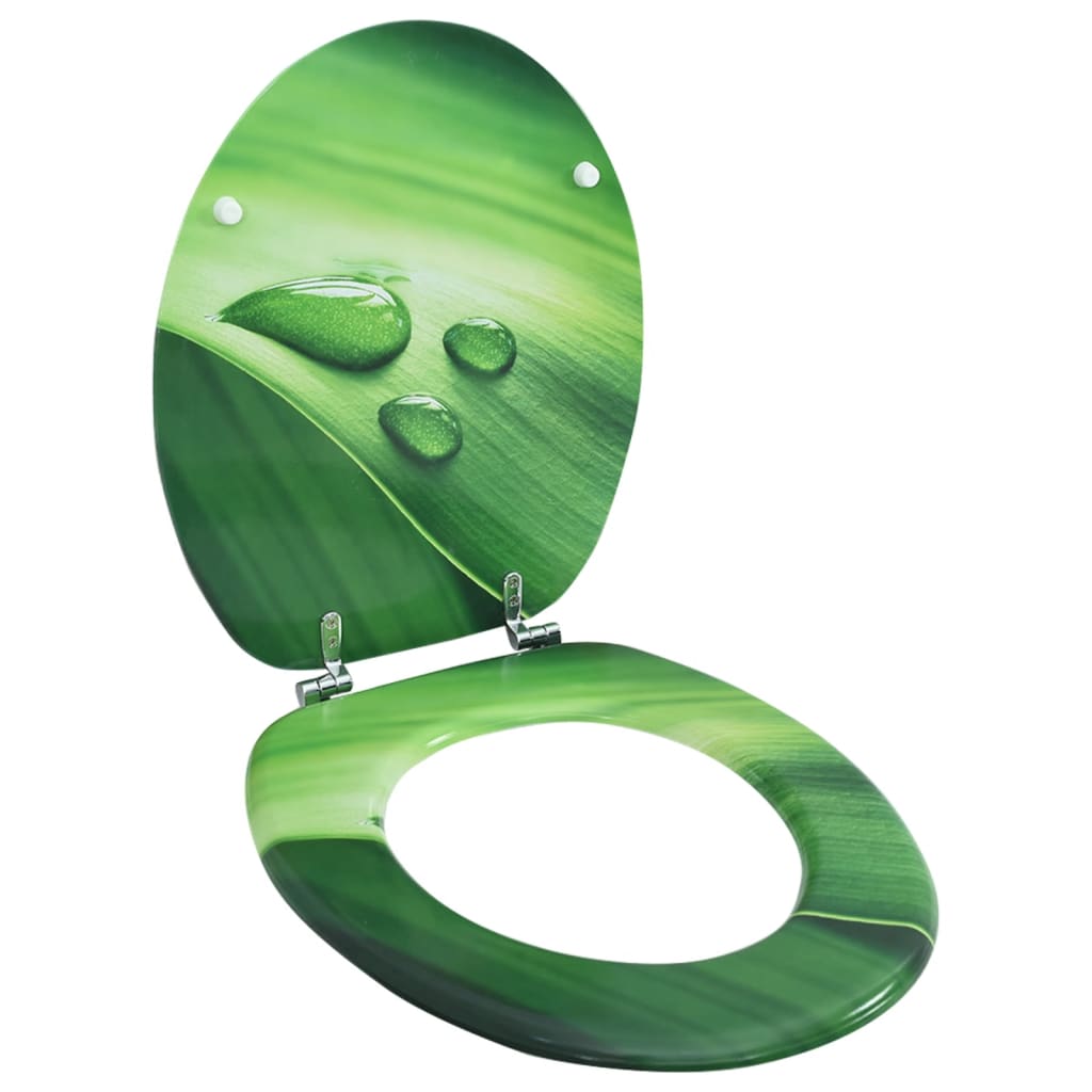 WC Toilet Seat with Lid MDF Green Water Drop Design - Merkel Designers