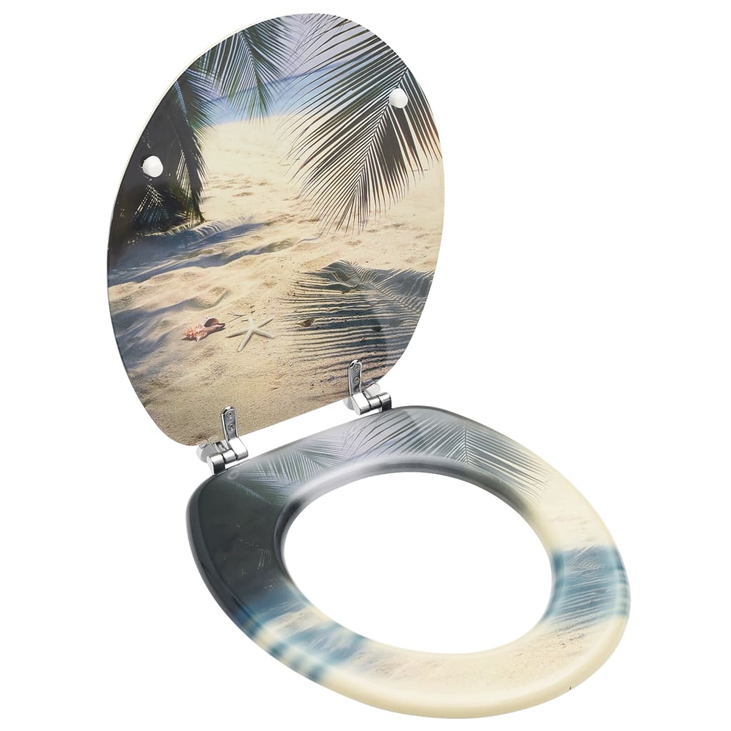 WC Toilet Seat with Lid MDF Beach Design - Design Hut