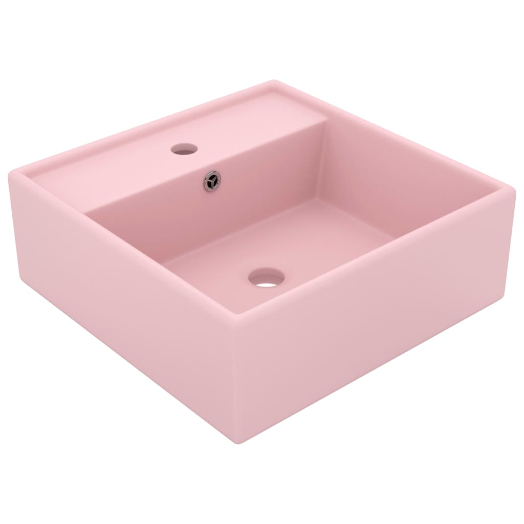 Luxury Basin Overflow Square Matt Pink 41x41 cm Ceramic - Direct Imports