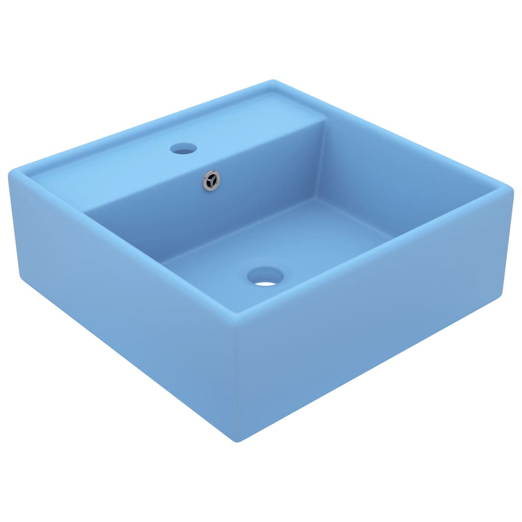 Luxury Basin Overflow Square Matt Light Blue 41x41 cm Ceramic - Discount Dealers
