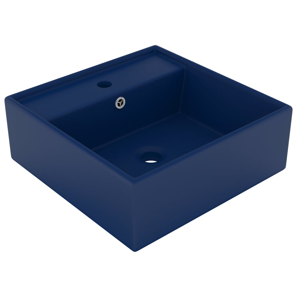 Luxury Basin Overflow Square Matt Dark Blue 41x41 cm Ceramic - R and M Furniture