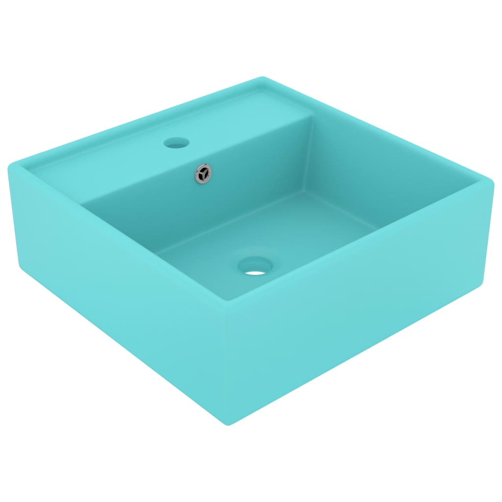 Luxury Basin Overflow Square Matt Light Green 41x41 cm Ceramic - Casper Homes