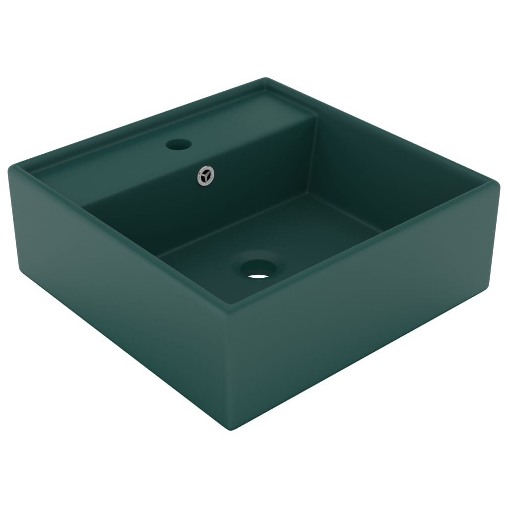 Luxury Basin Overflow Square Matt Dark Green 41x41 cm Ceramic - Merkel Designers