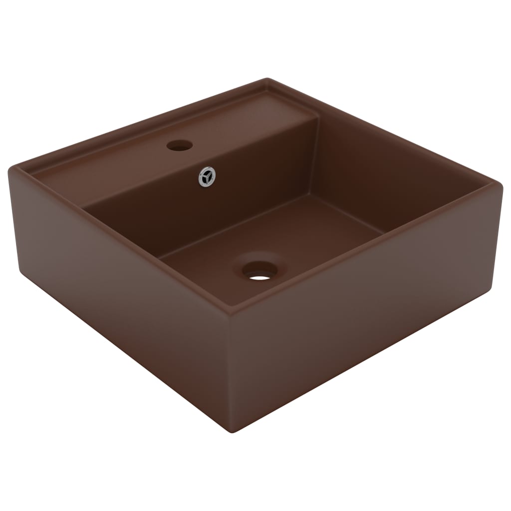 Luxury Basin Overflow Square Matt Dark Brown 41x41 cm Ceramic - Casper Homes