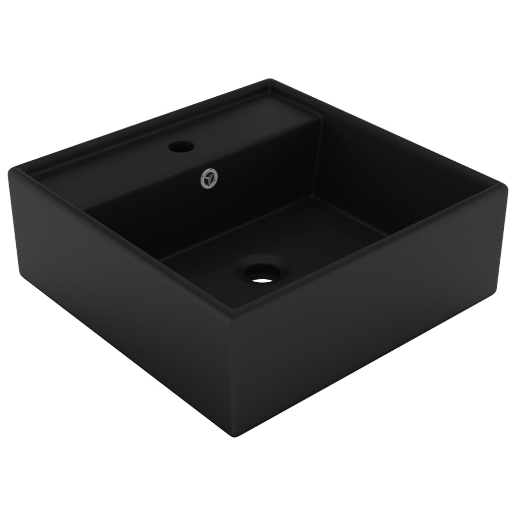 Luxury Basin Overflow Square Matt Black 41x41 cm Ceramic - Design Hut
