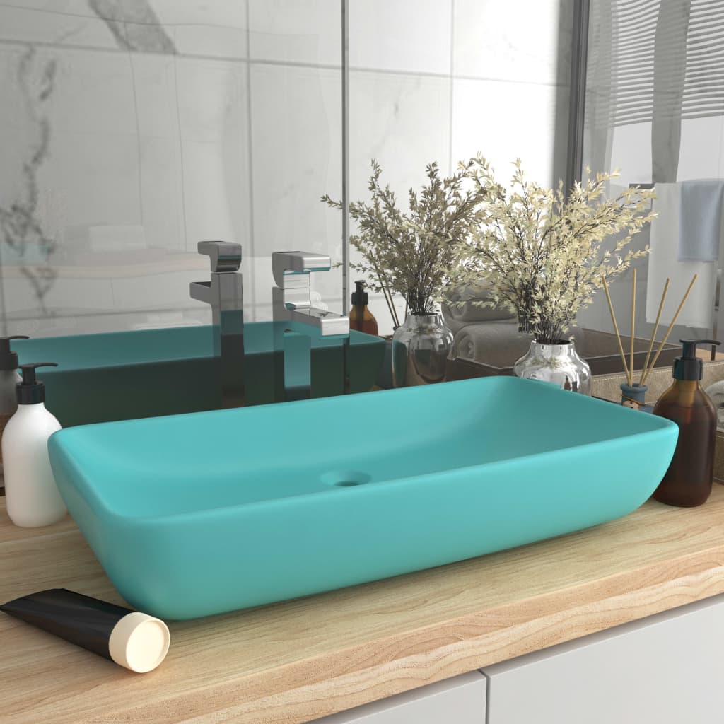 Luxury Basin Rectangular Matt Light Green 71x38 cm Ceramic - Casper Homes