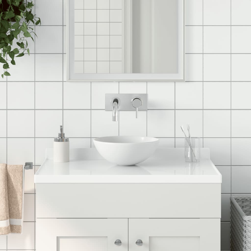 Bathroom Sink Ceramic Matt White Round - Merkel Designers