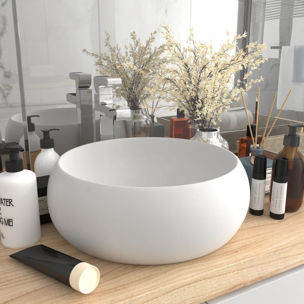 Luxury Wash Basin Round Matt White 40x15 cm Ceramic - Style and Chic