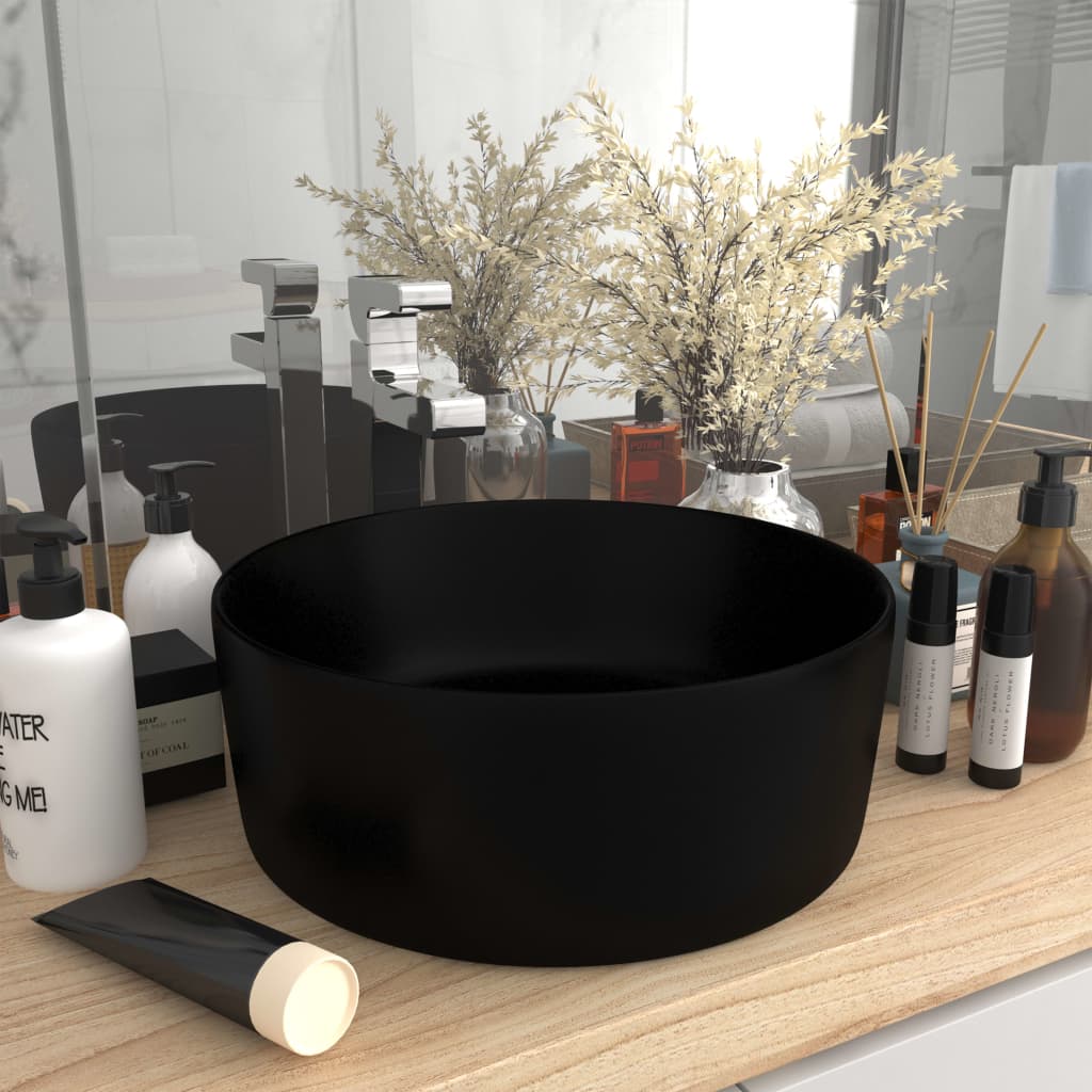 Luxury Wash Basin Round Matt Black 40x15 cm Ceramic - Style and Chic