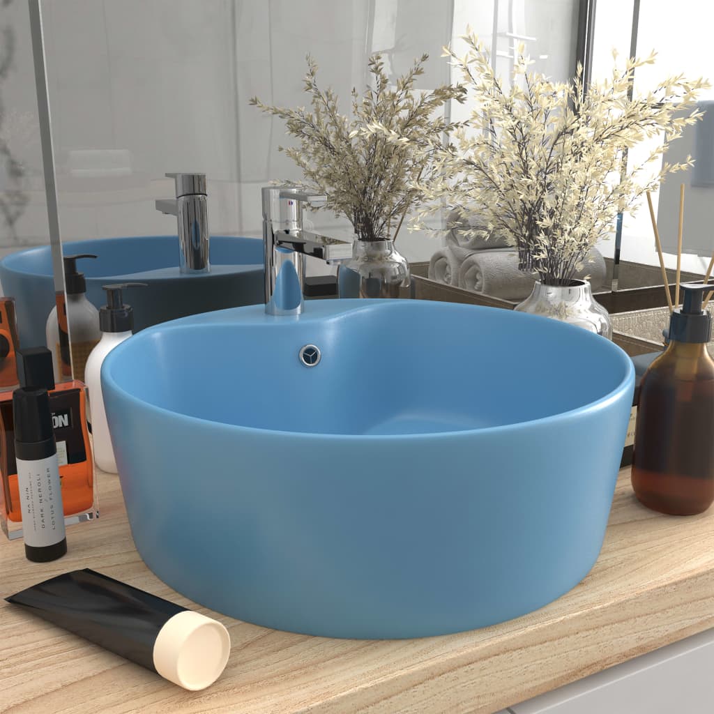 Luxury Wash Basin with Overflow Matt Light Blue 36x13 cm Ceramic - Discount Dealers