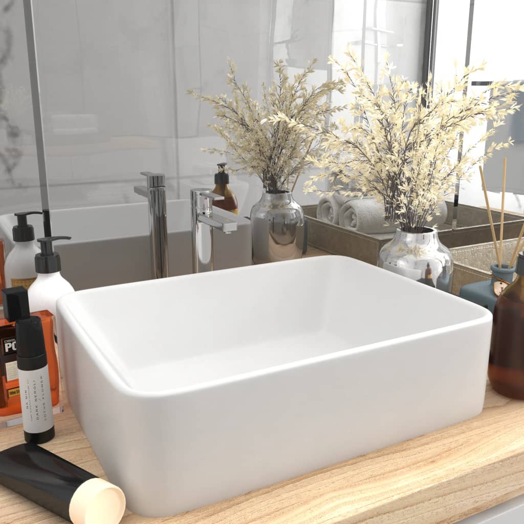 Luxury Wash Basin Matt White 41x30x12 cm Ceramic - Merlin Deals