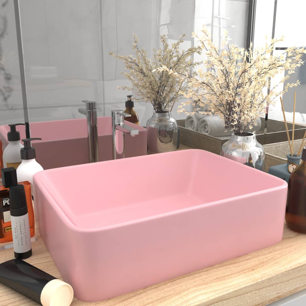 Luxury Wash Basin Matt Pink 41x30x12 cm Ceramic - The Home Maker
