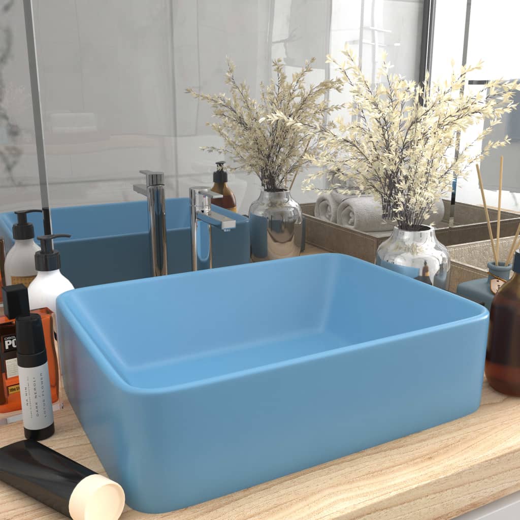 Luxury Wash Basin Matt Light Blue 41x30x12 cm Ceramic - Style and Chic