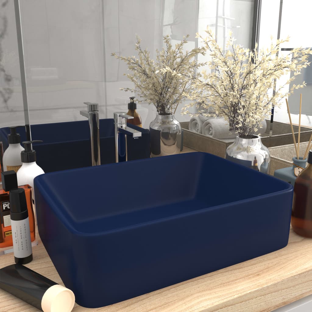 Luxury Wash Basin Matt Dark Blue 41x30x12 cm Ceramic - Direct Imports