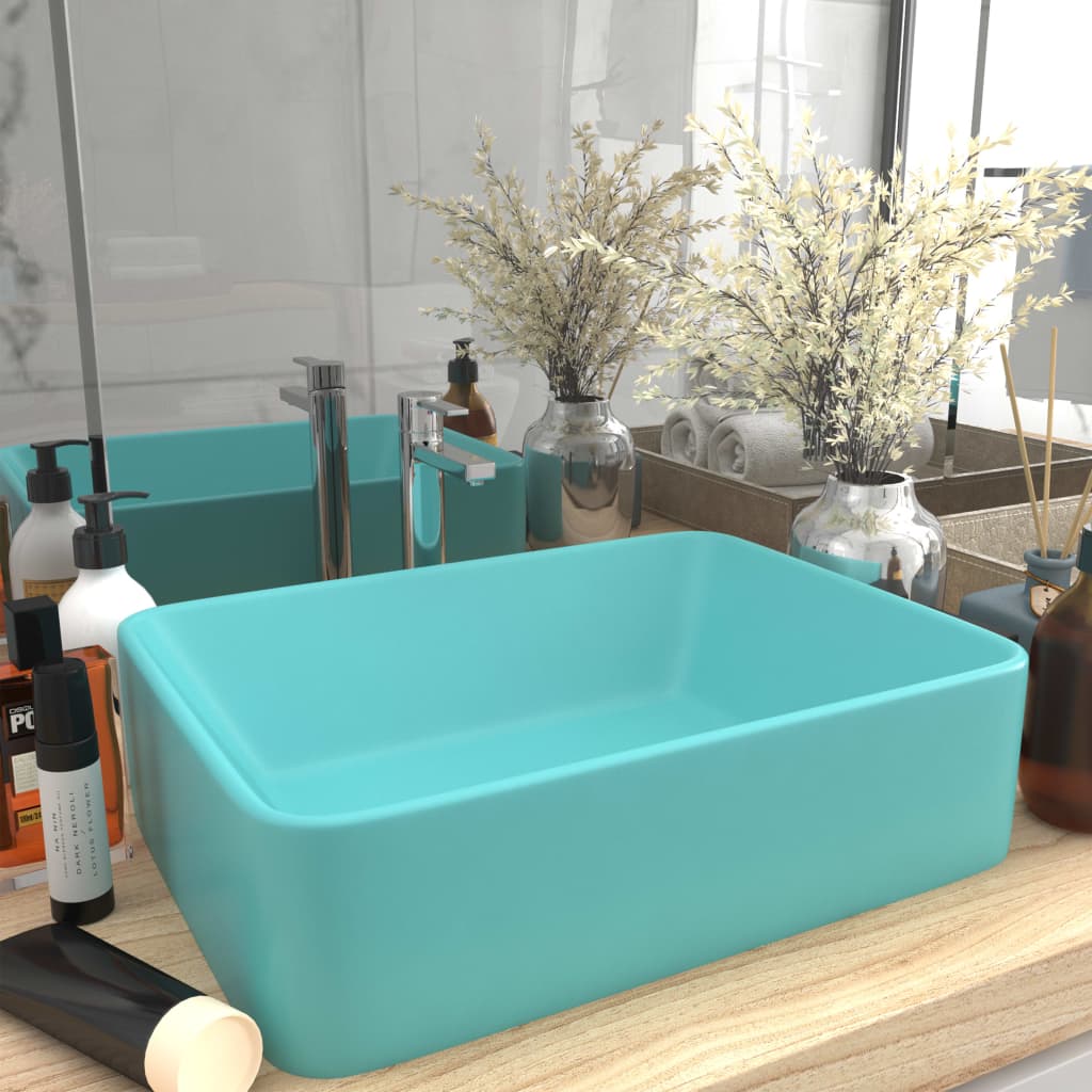 Luxury Wash Basin Matt Light Green 41x30x12 cm Ceramic - Design Hut