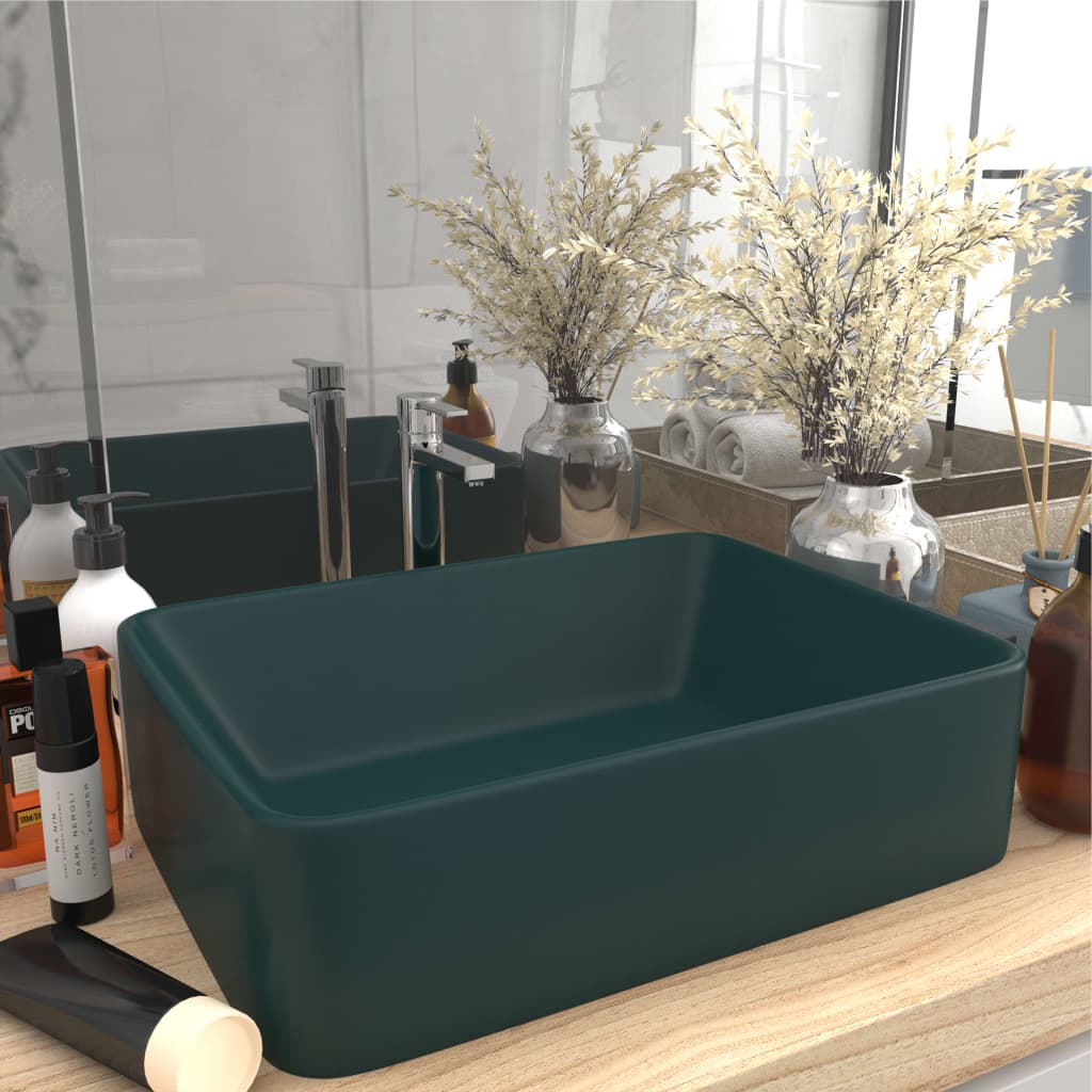 Luxury Wash Basin Matt Dark Green 41x30x12 cm Ceramic - Direct Imports