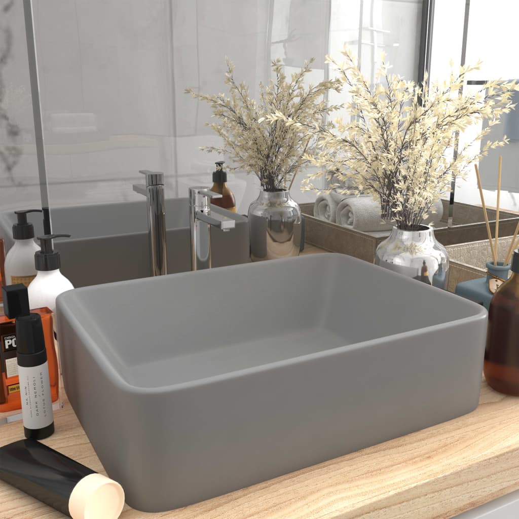Luxury Wash Basin Matt Light Grey 41x30x12 cm Ceramic - Brittle & Co