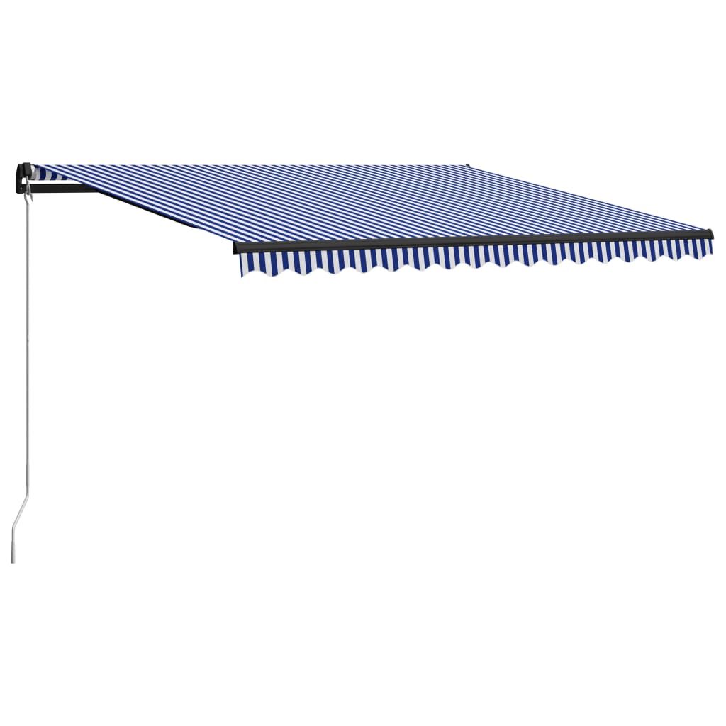 Manual Retractable Awning 450x300 cm Blue and White - Direct Imports