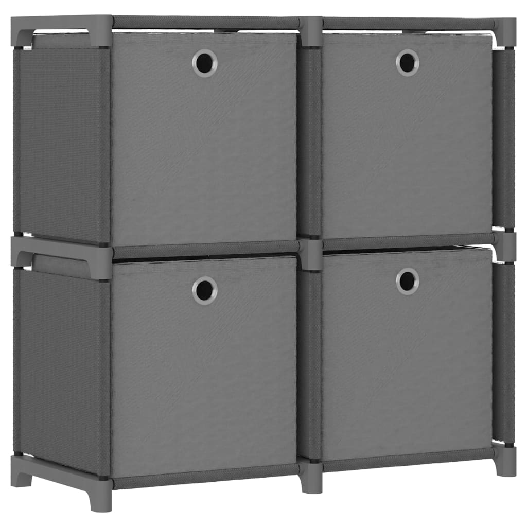4-Cube Display Shelf with Boxes Grey 69x30x72.5 cm Fabric - Design Hut