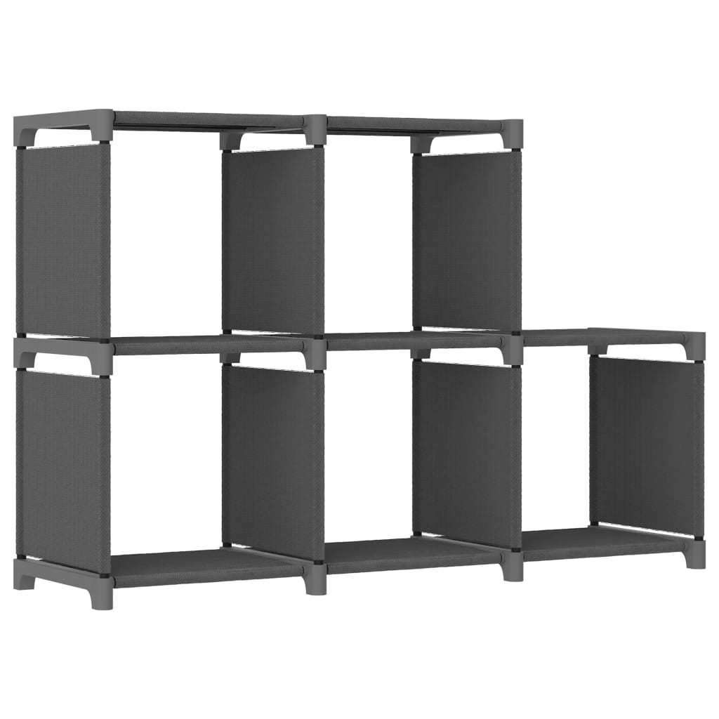5-Cube Display Shelf Grey 103x30x72.5 cm Fabric - Decor Base