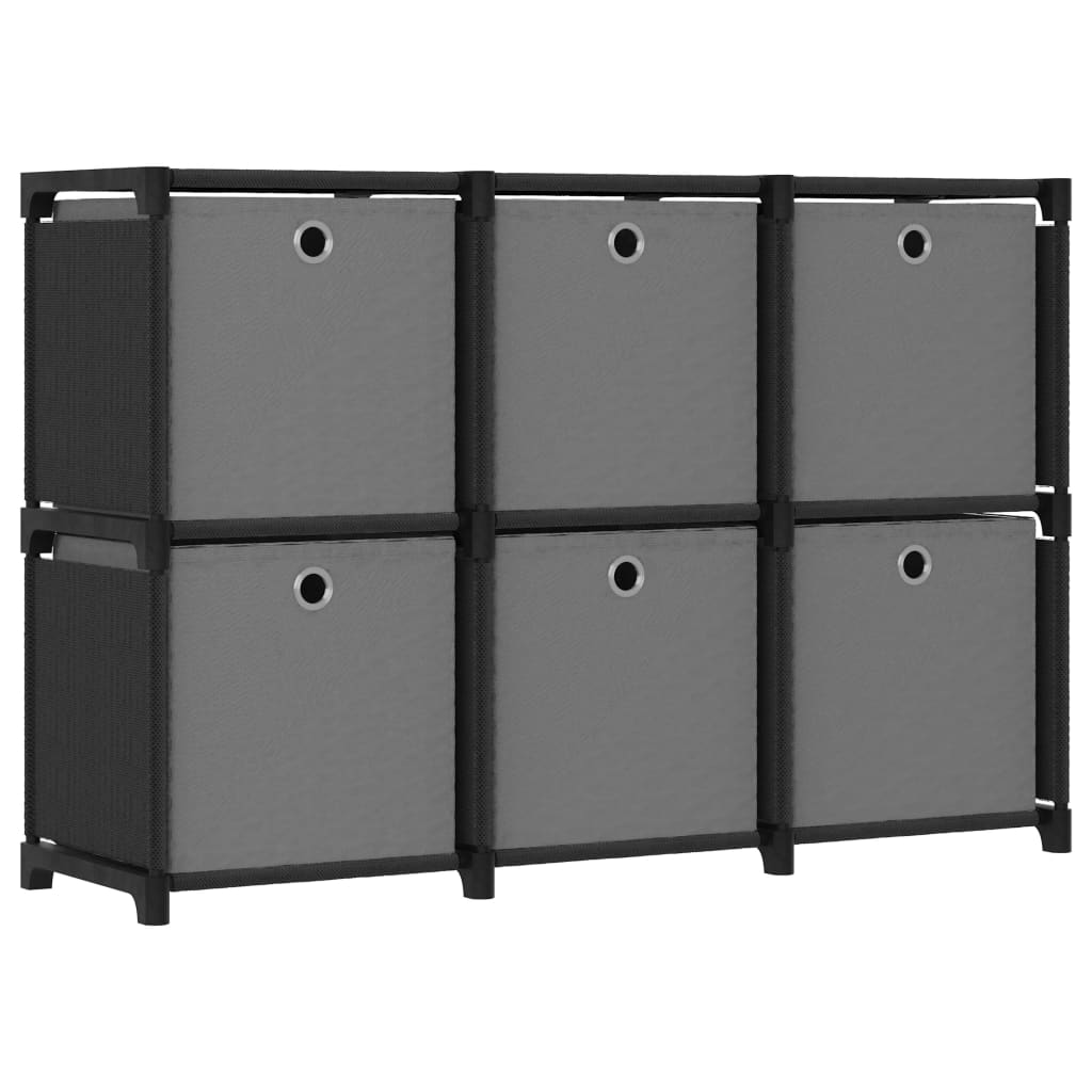 6-Cube Display Shelf with Boxes Black 103x30x72.5 cm Fabric - Unbeatable Bargains