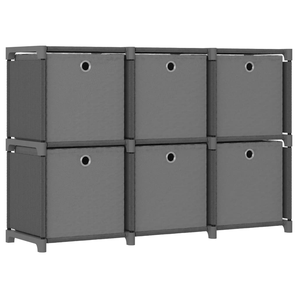 6-Cube Display Shelf with Boxes Grey 103x30x72.5 cm Fabric - R and M Furniture