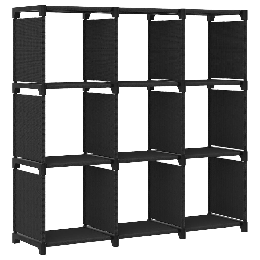 9-Cube Display Shelf Black 103x30x107.5 cm Fabric - Decor Base