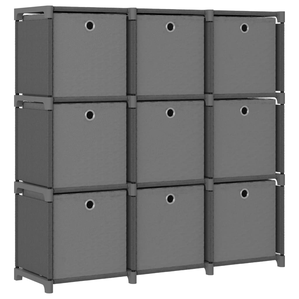 9-Cube Display Shelf with Boxes Grey 103x30x107.5 cm Fabric - Sid & Sam