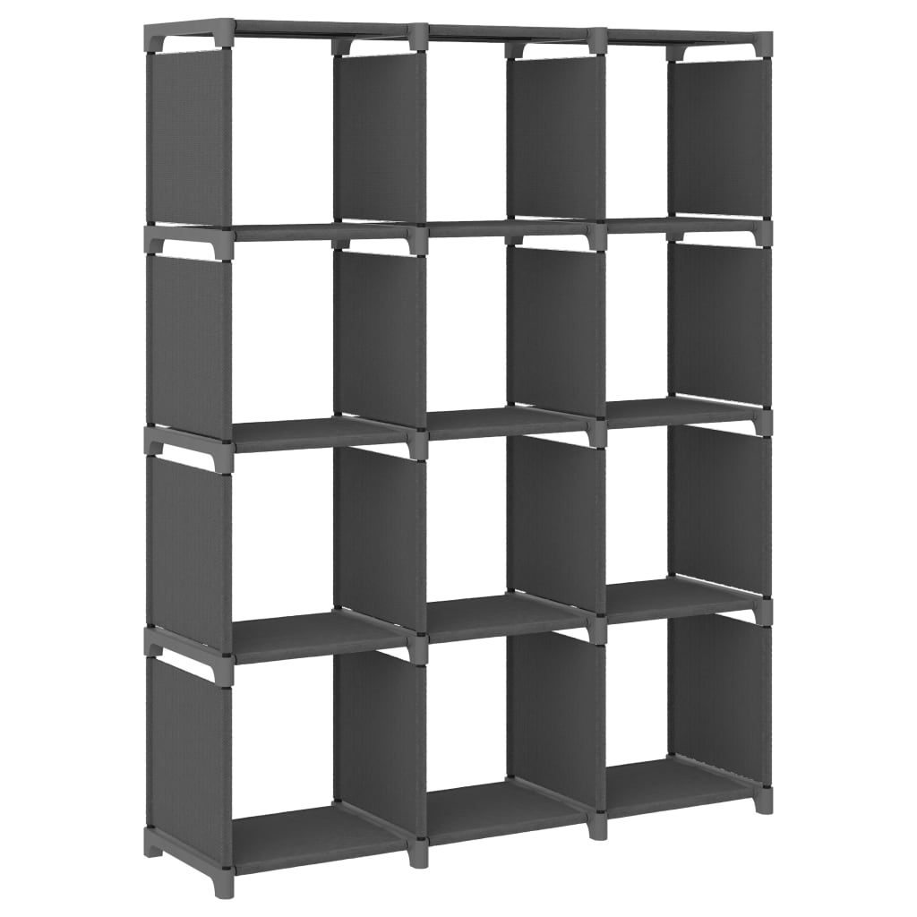 12-Cube Display Shelf Grey 103x30x141 cm Fabric - R and M Furniture