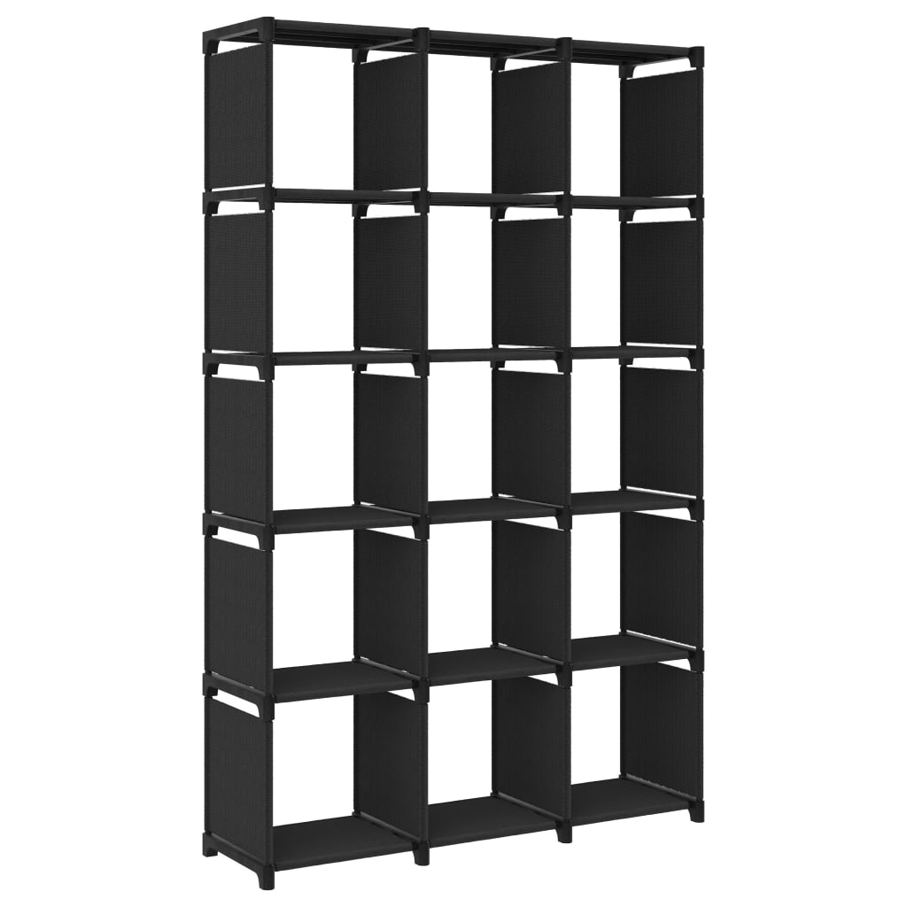 15-Cube Display Shelf Black 103x30x175.5 cm Fabric - Sid & Sam