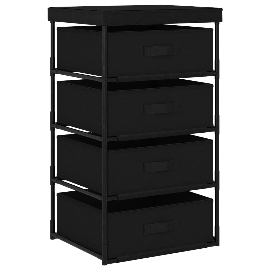 Storage Rack with 4 Fabric Baskets Steel Black - Discount Dealers