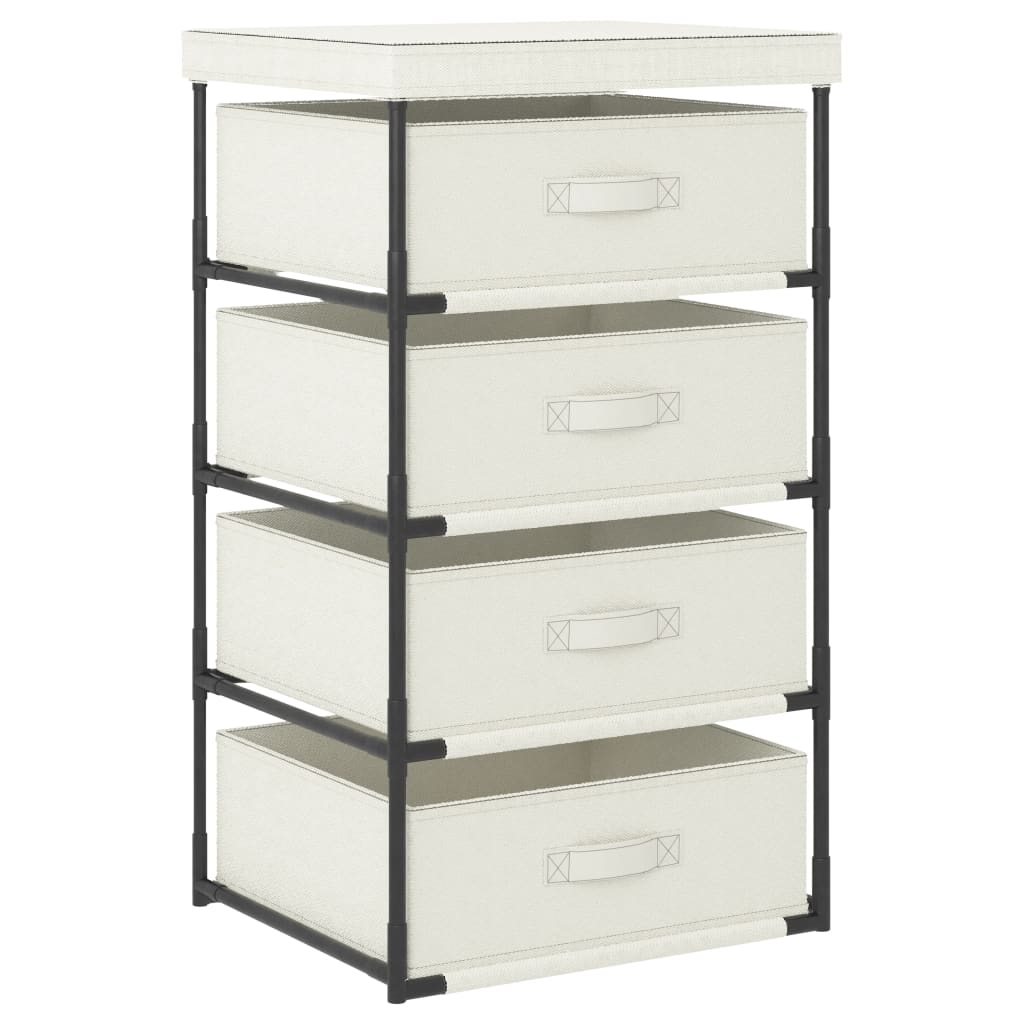 Storage Rack with 4 Fabric Baskets Steel Cream - Merlin Deals
