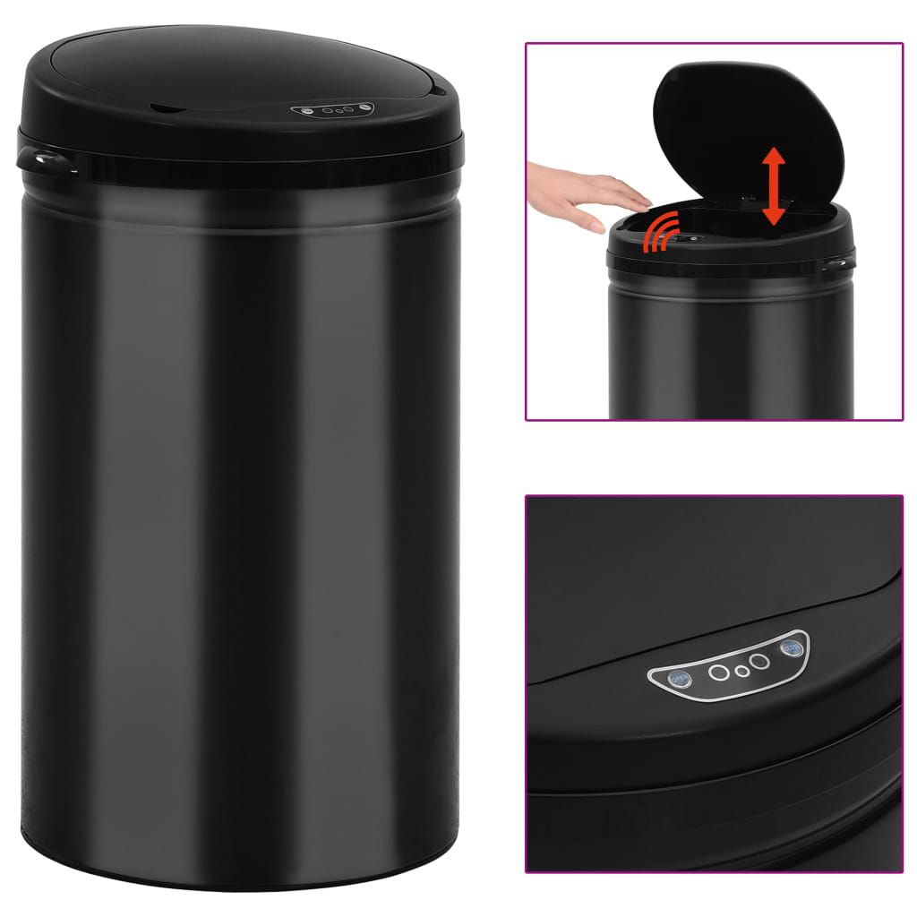 Automatic Sensor Dustbin 40 L Carbon Steel Black - Tyrell & Tyrell