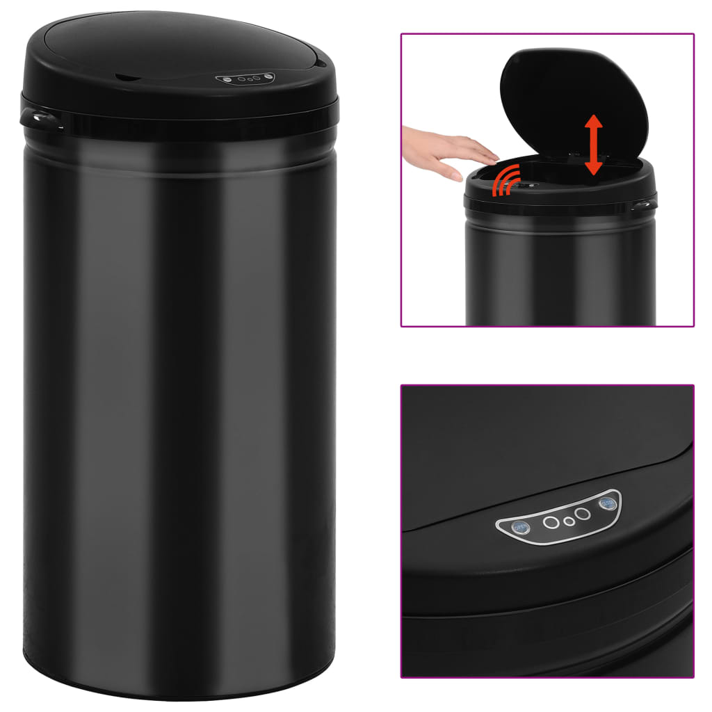 Automatic Sensor Dustbin 50 L Carbon Steel Black - Merkel Designers