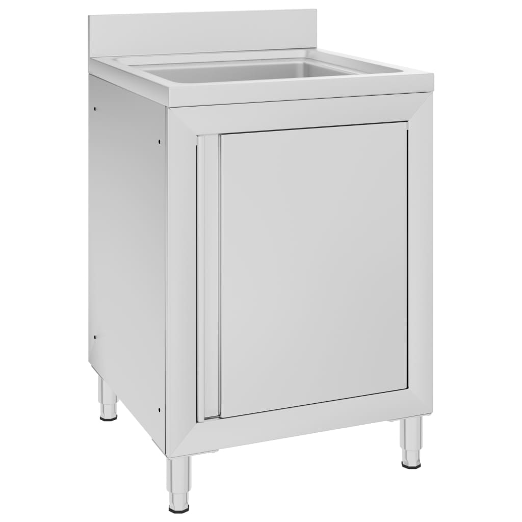 Commercial Kitchen Sink Cabinet 60x60x96 cm Stainless Steel - All Things Good