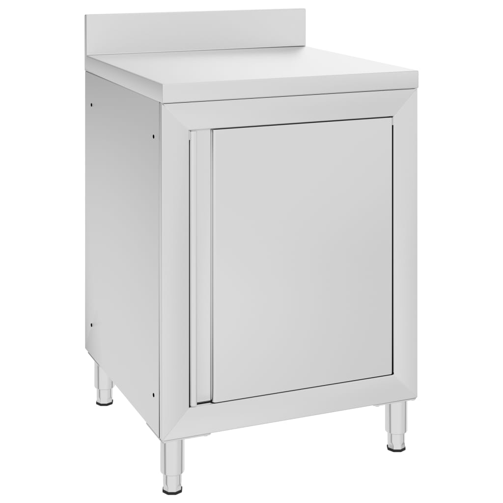 Commercial Work Table with Cabinet 60x60x96 cm Stainless Steel - Merkel Designers