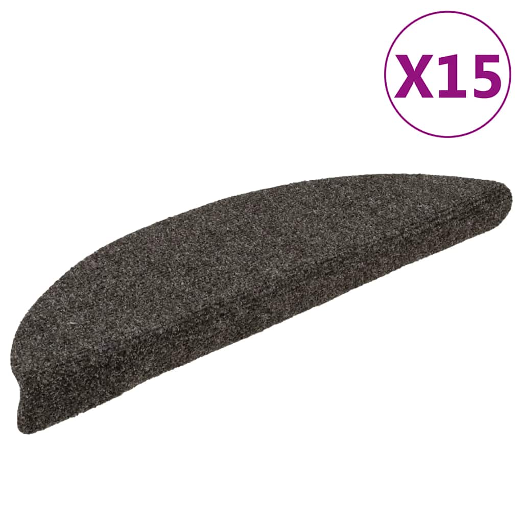 Stair Mats Self-adhesive 15 Pieces 56x17x3 cm Anthracite Half Round - Charlotte Dunes