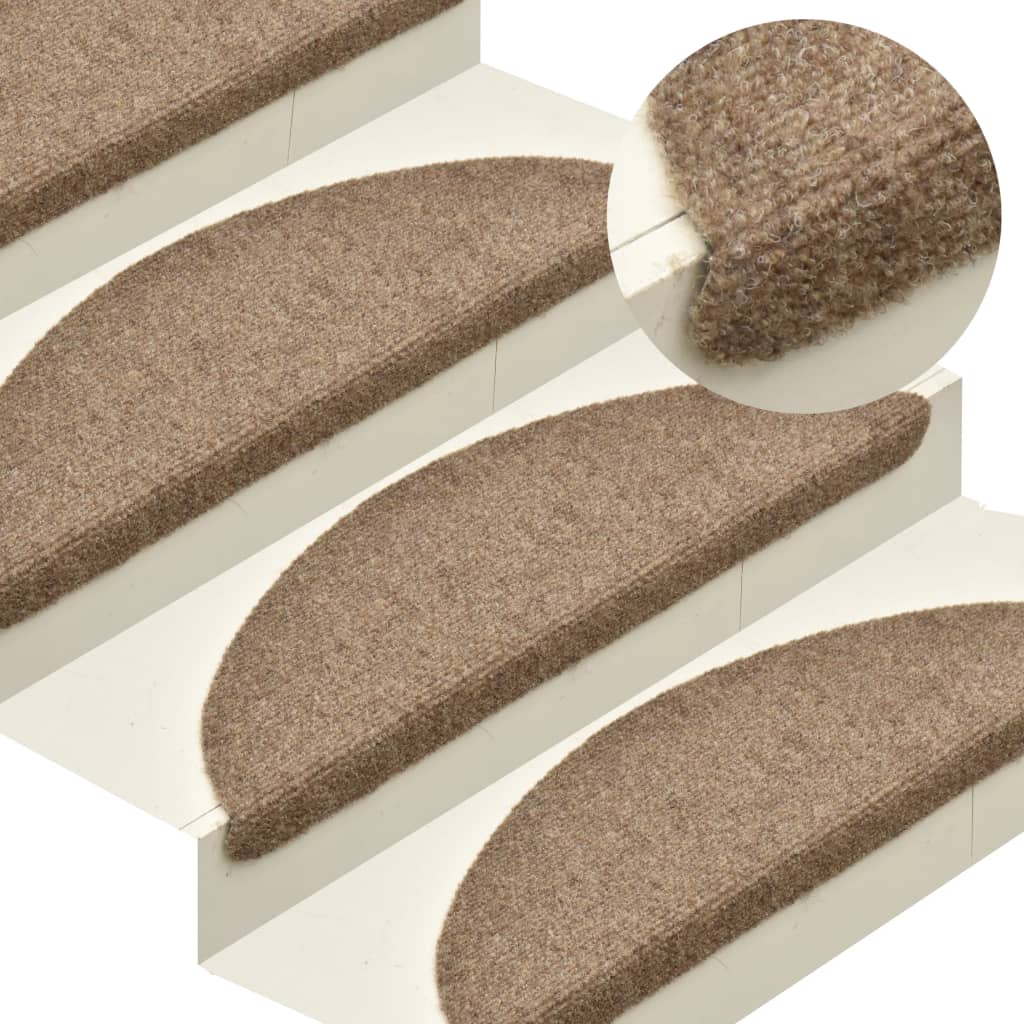 Self-adhesive Stair Mats 15 pcs Cream 65x21x4 cm Needle Punch - Decor Base
